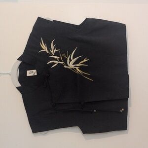 Modern Chinese Cheongsam Top With Gold Embroidery